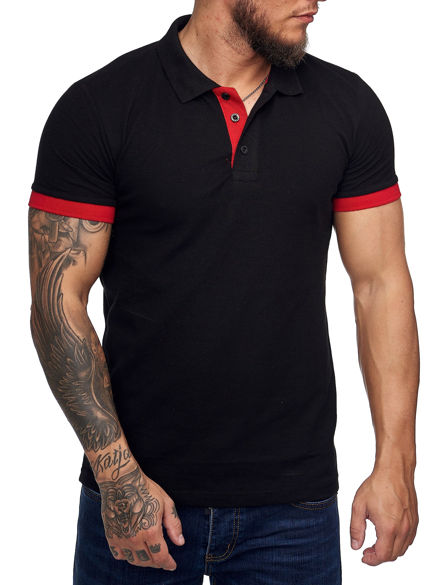 Planu Ringed Sleeves Polo T-Shirt - Black  X0015A