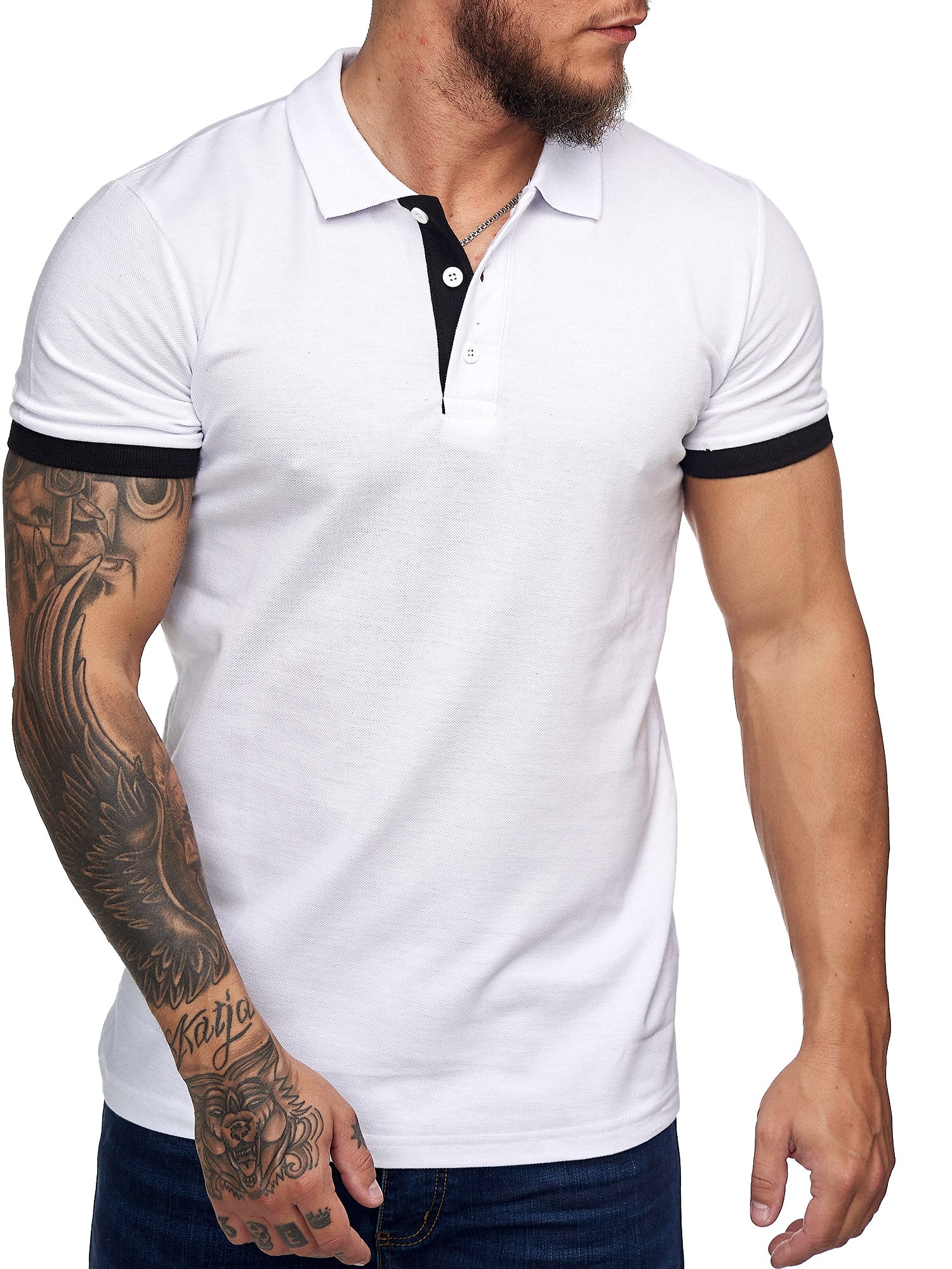 Planu Ringed Sleeves Polo T-Shirt - White X0015B