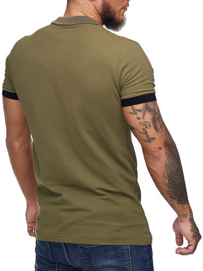 Planu Ringed Sleeves Polo T-Shirt - Army Green X0015E