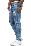 Blitz Ripped Distressed Jeans - Blue X0016 - FASH STOP
