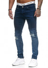Scrapped Knees Fading Skinny Ripped Distressed Jeans - Blue X0019