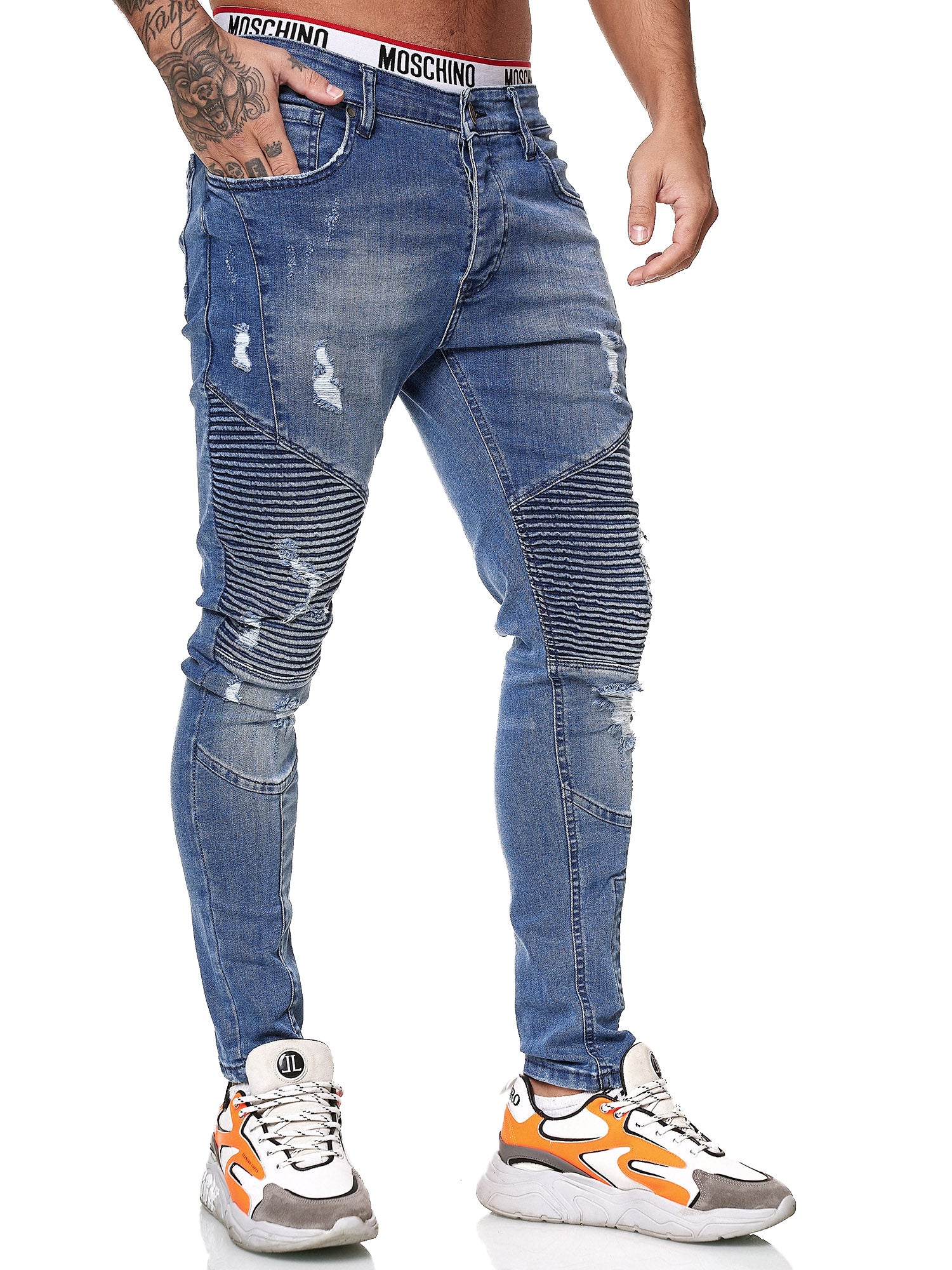 urban classics biker jeans Revoir Biker Jeans - Blue X0036A