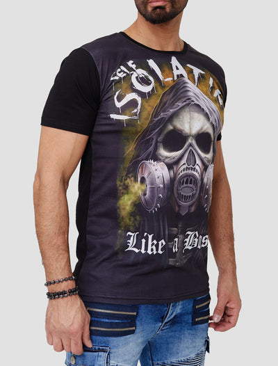 Masked Skull Graphic T-Shirt - Black X101
