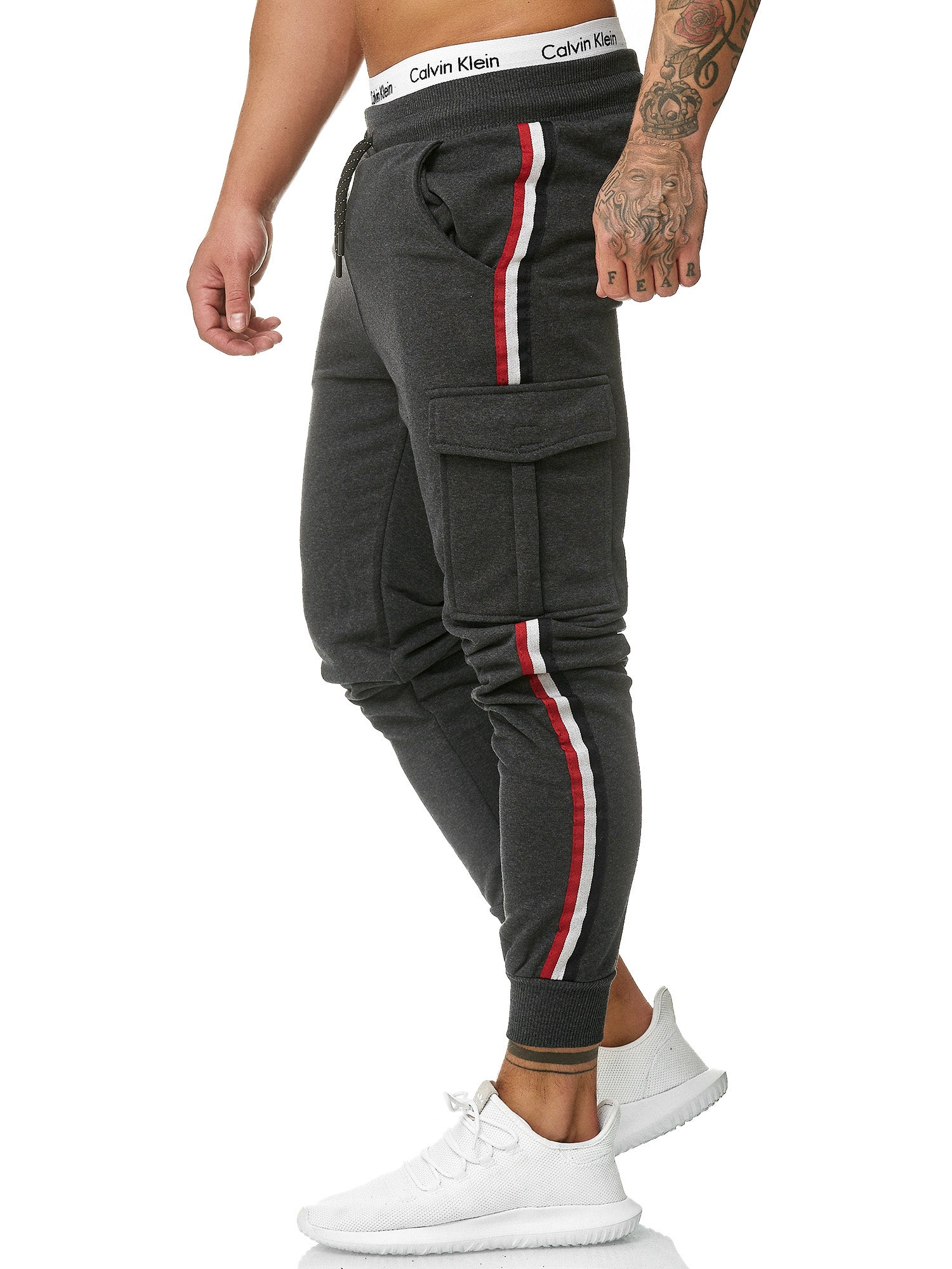 Cargo Dusi Stripe Sweatpants Joggers - Dark Gray X1B - FASH STOP