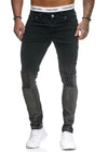 Scrapped Knees Fading Skinny Ripped Distressed Jeans - Black X3