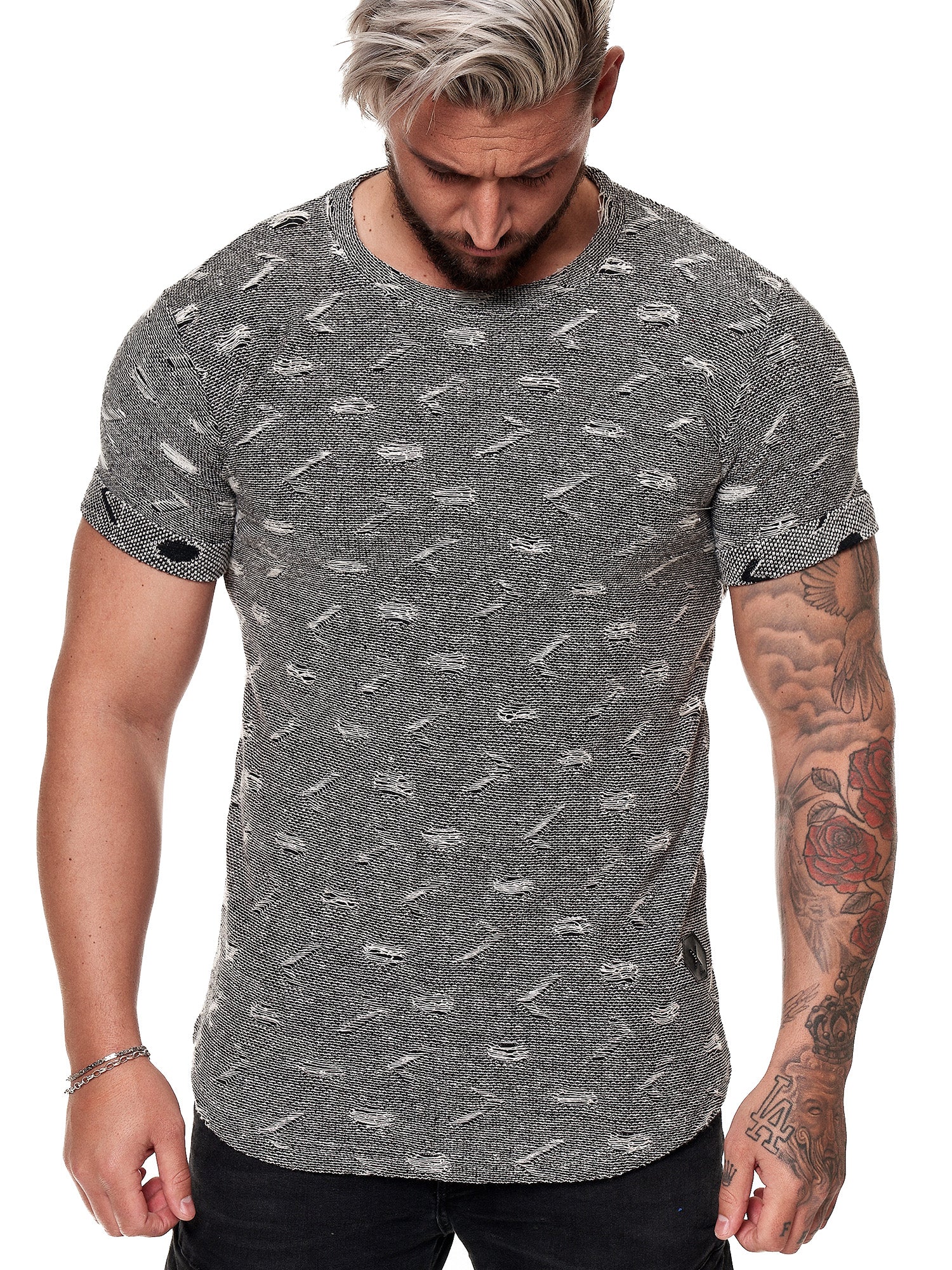 Tranche Ripped T-Shirt - Black X51A