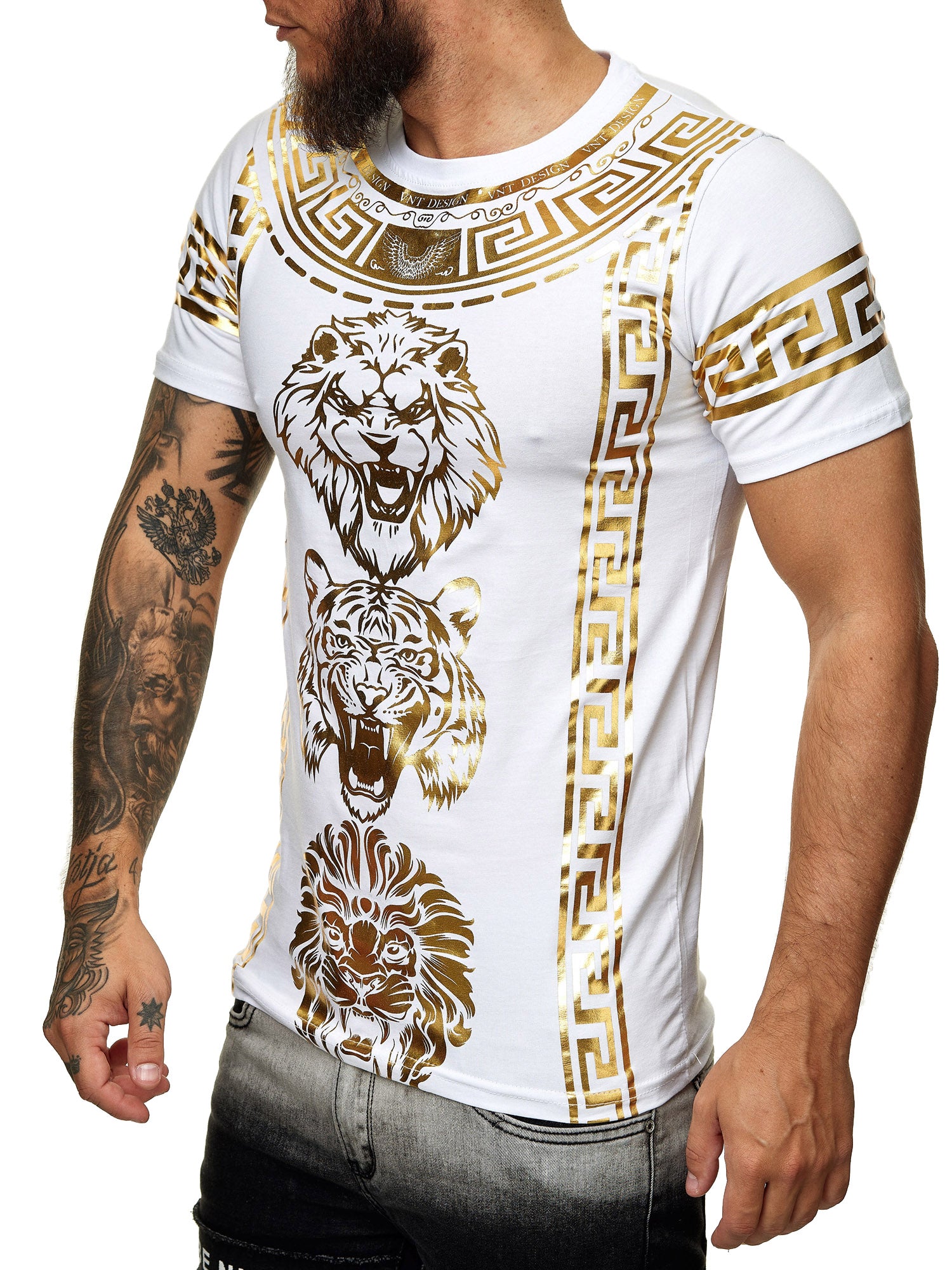 Falion Graphic T-Shirt - White Gold X52B - FASH STOP