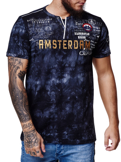 "Amsterdam" Print Graphic T-Shirt - Black X53B