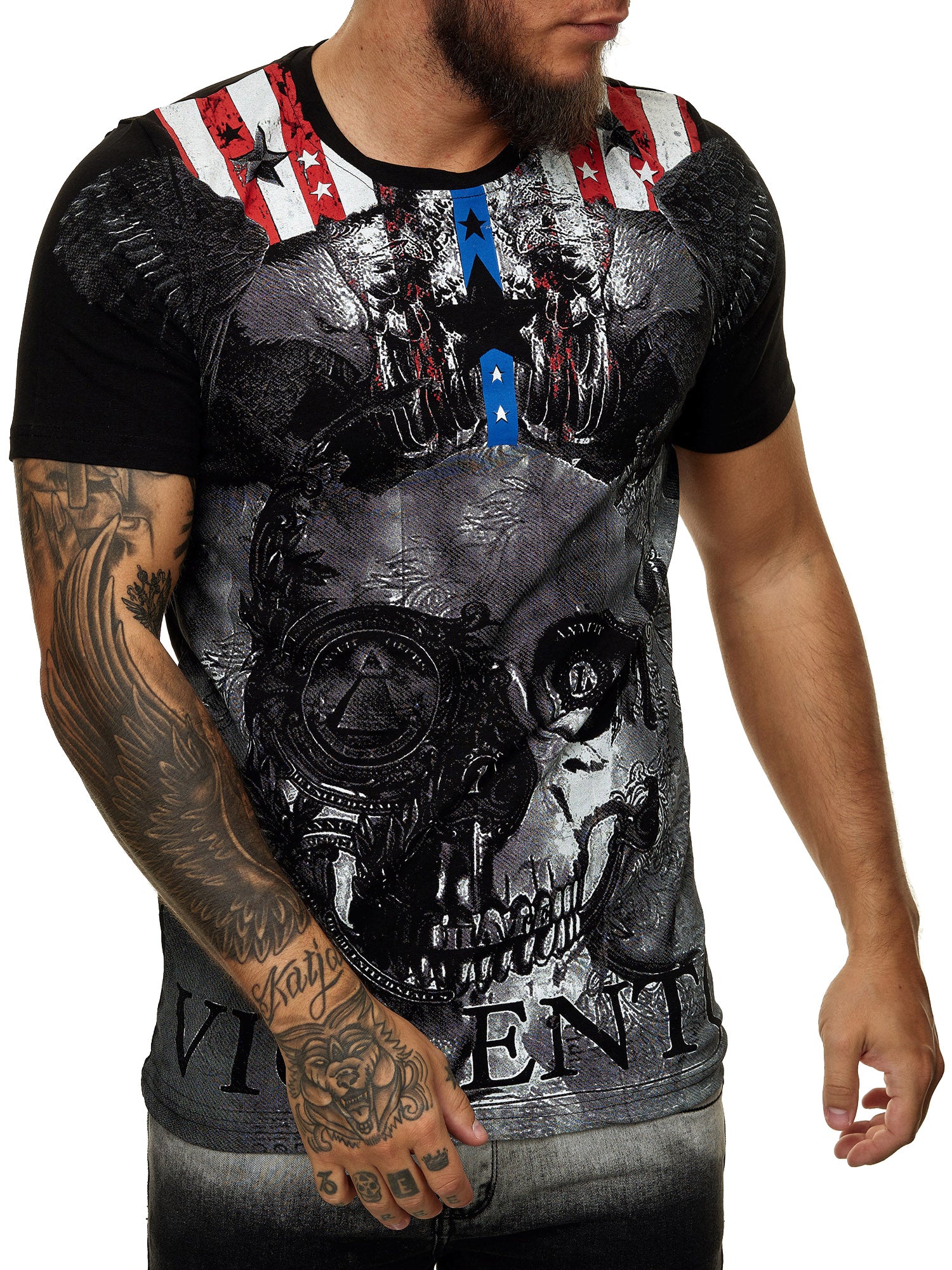 Violent Flag Graphic T-Shirt - Black X55A