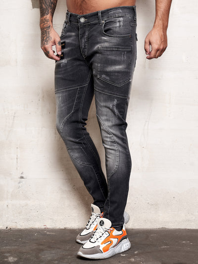 Consec Zippers Jeans - Black X56A