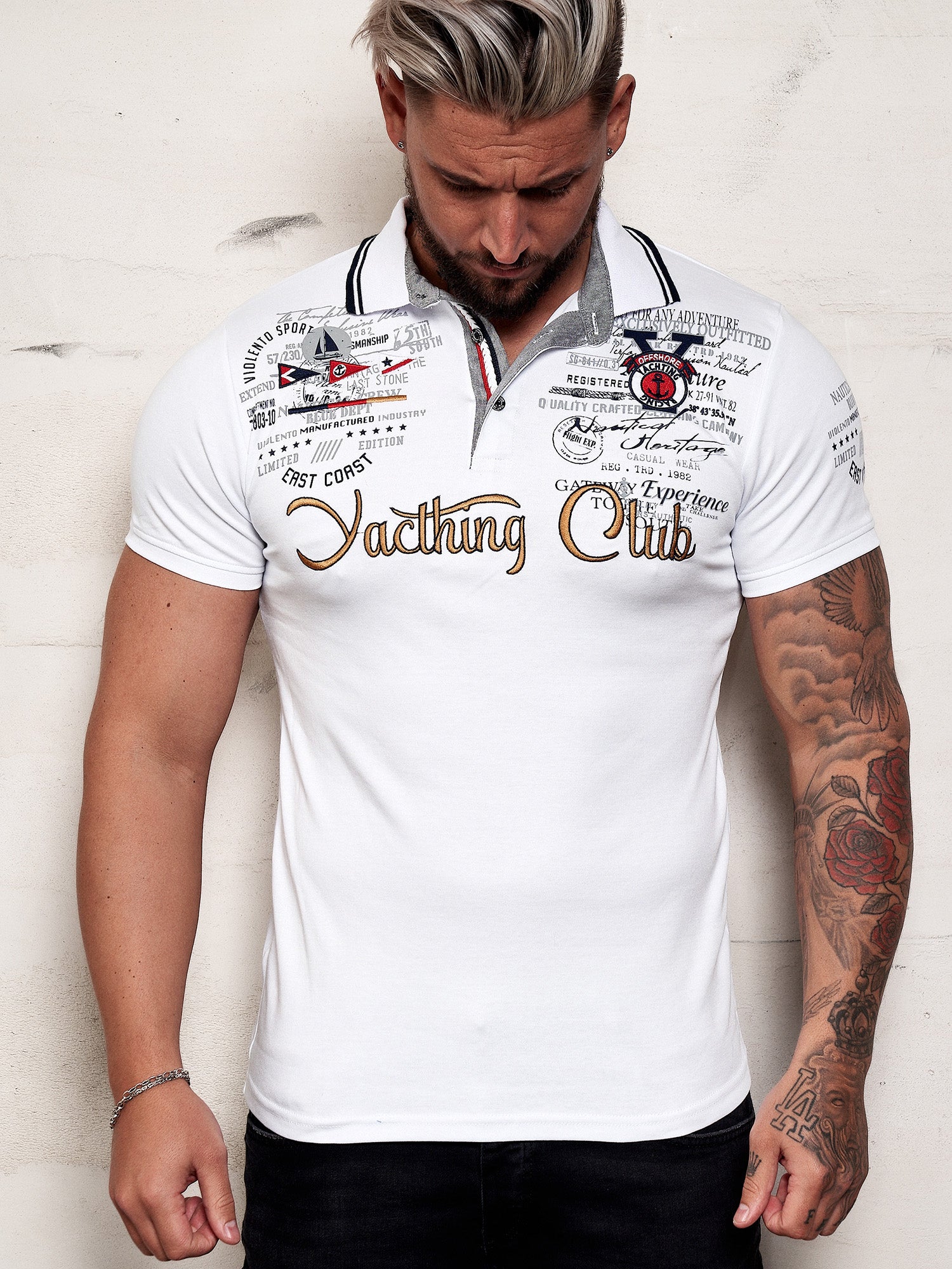 "Yacthing Club" Polo T-Shirt - White X61B