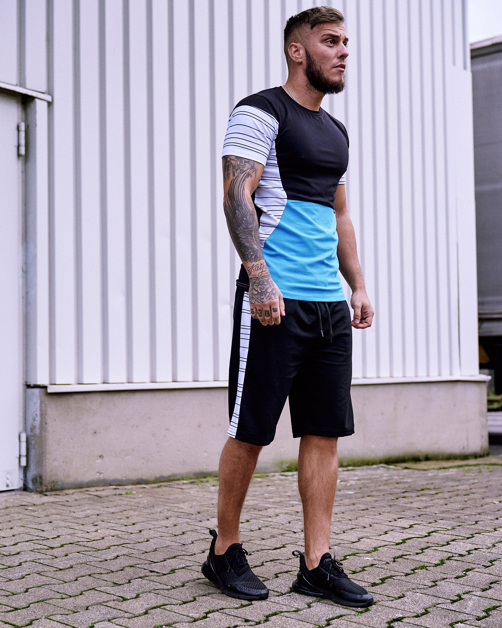 Flavy Shirt + Short  Ensemble - Black White Blue X64B