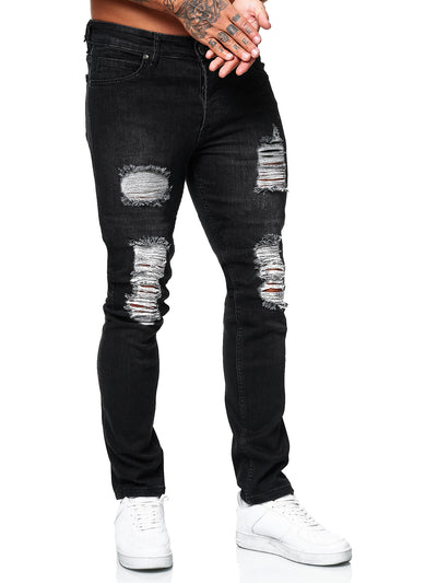 Darc Sport Men's Vicious Skinny Distressed Stretch Denim Jeans With Rips  and Ankle Zips (31, Black) - Walmart.com