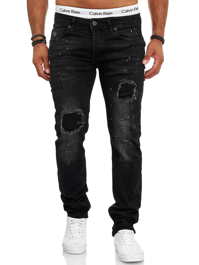 Raison Distressed Painted Jeans - Black X78