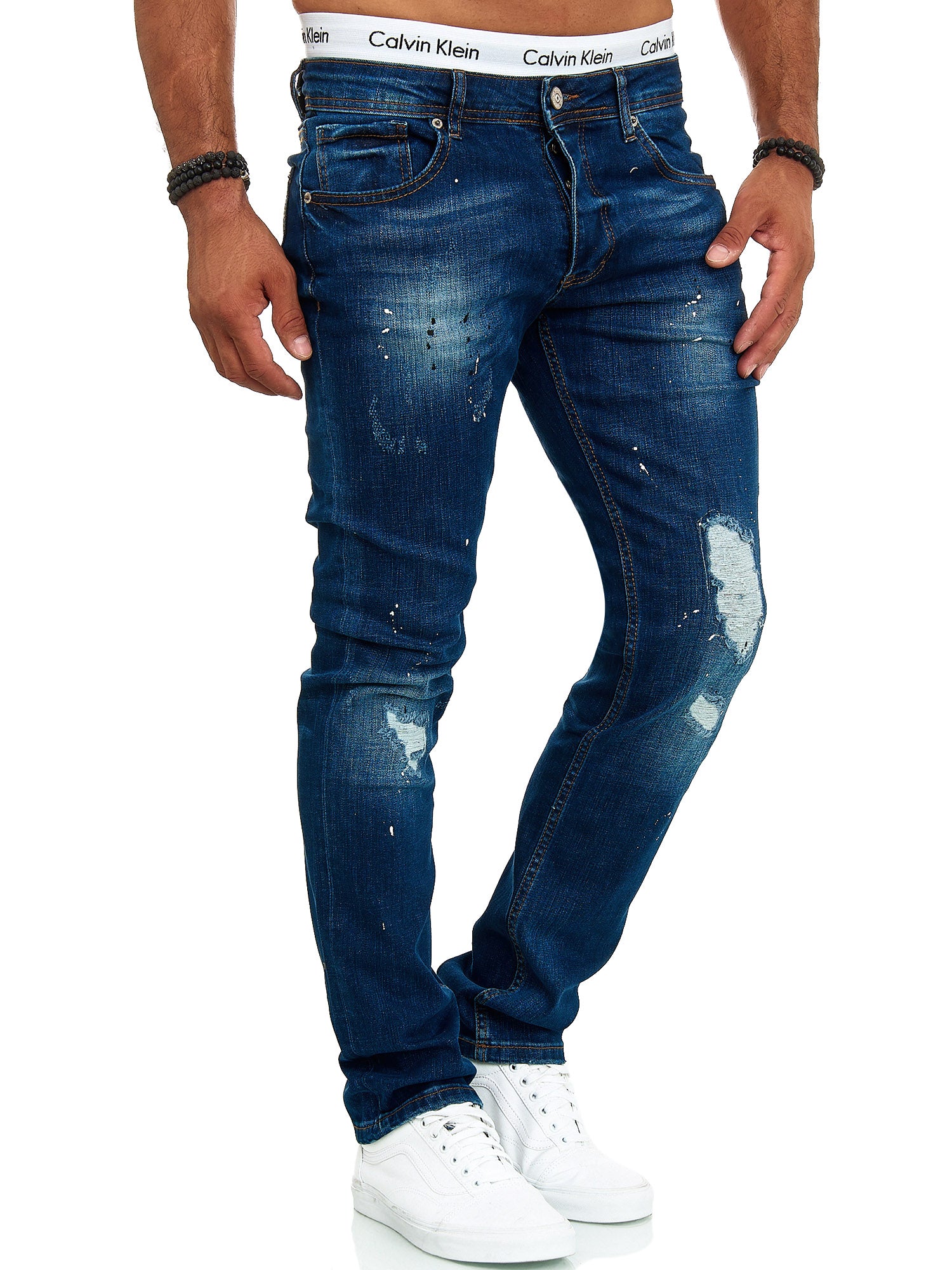 Rego Distressed Jeans - Blue X77 - FASH STOP