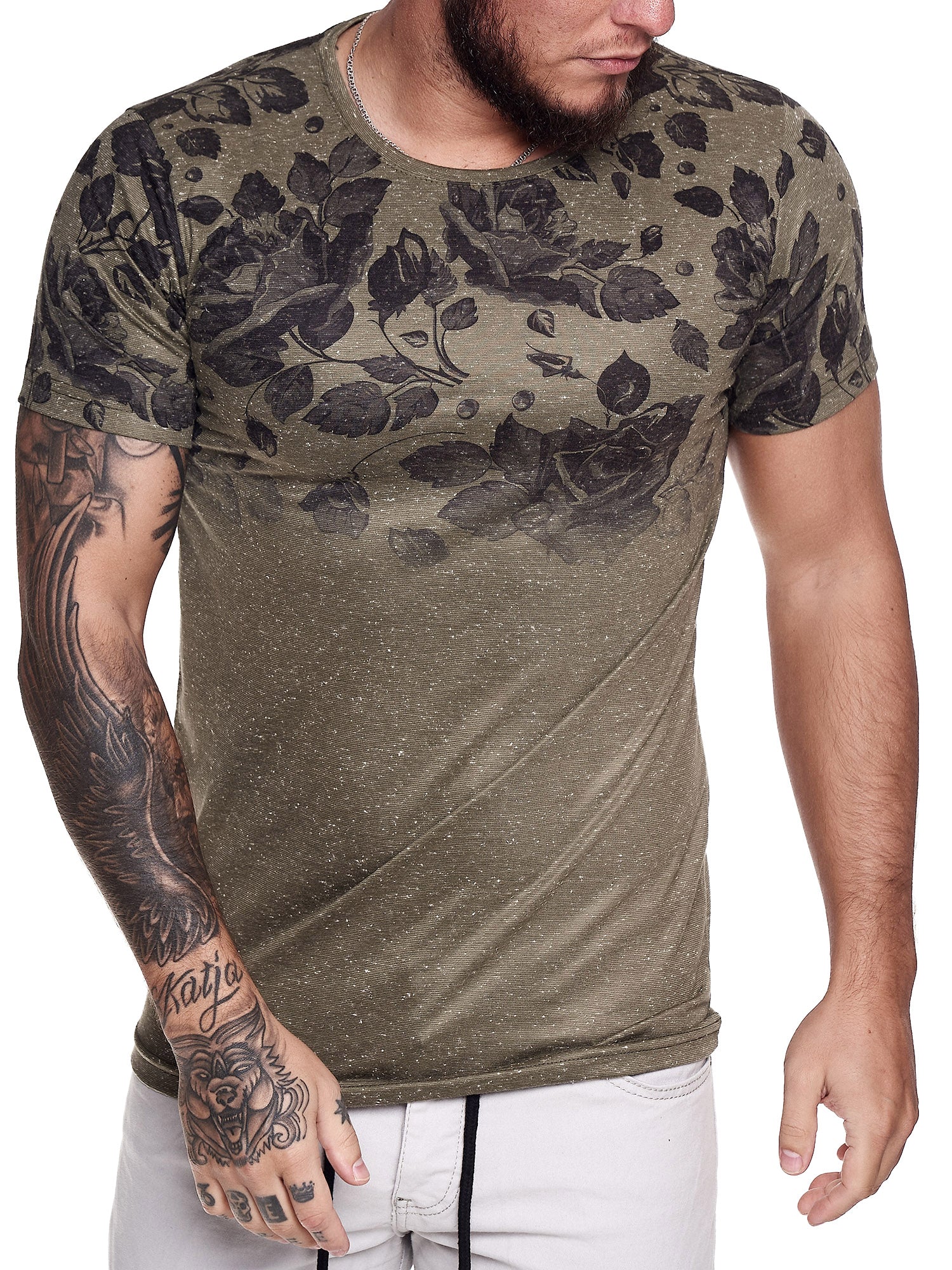 Lyster Graphic T-Shirt - Army Green X82B - FASH STOP