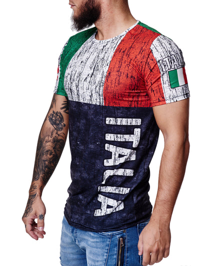 ITALIA Flag Overt Print Graphic T-Shirt - Multicolor  X87
