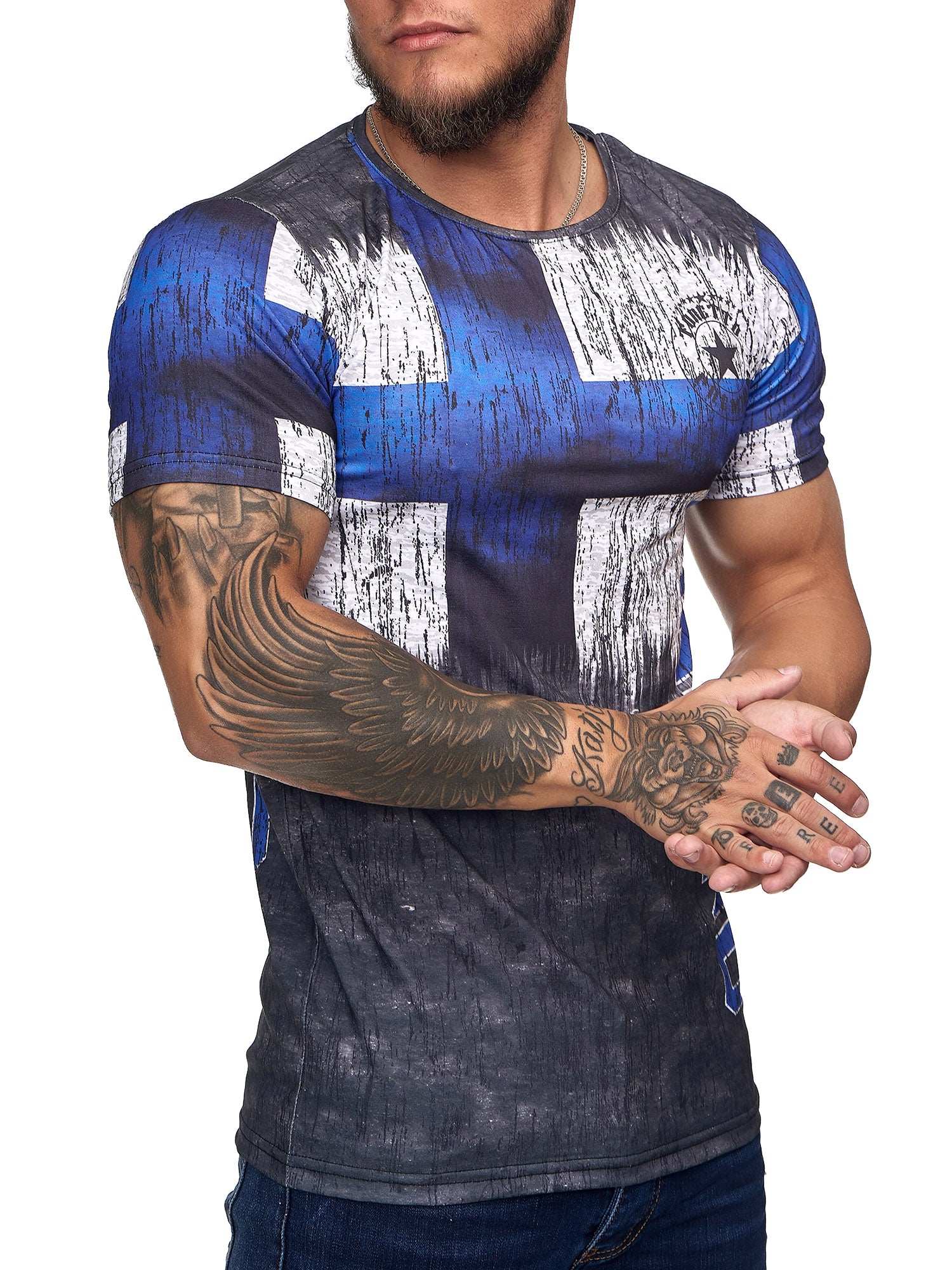 FINLAND Flag Overt Print Graphic T-Shirt - Multicolor  X93