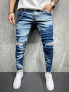 Fely Bleached Ripped Jeans + Chain - Blue Y14
