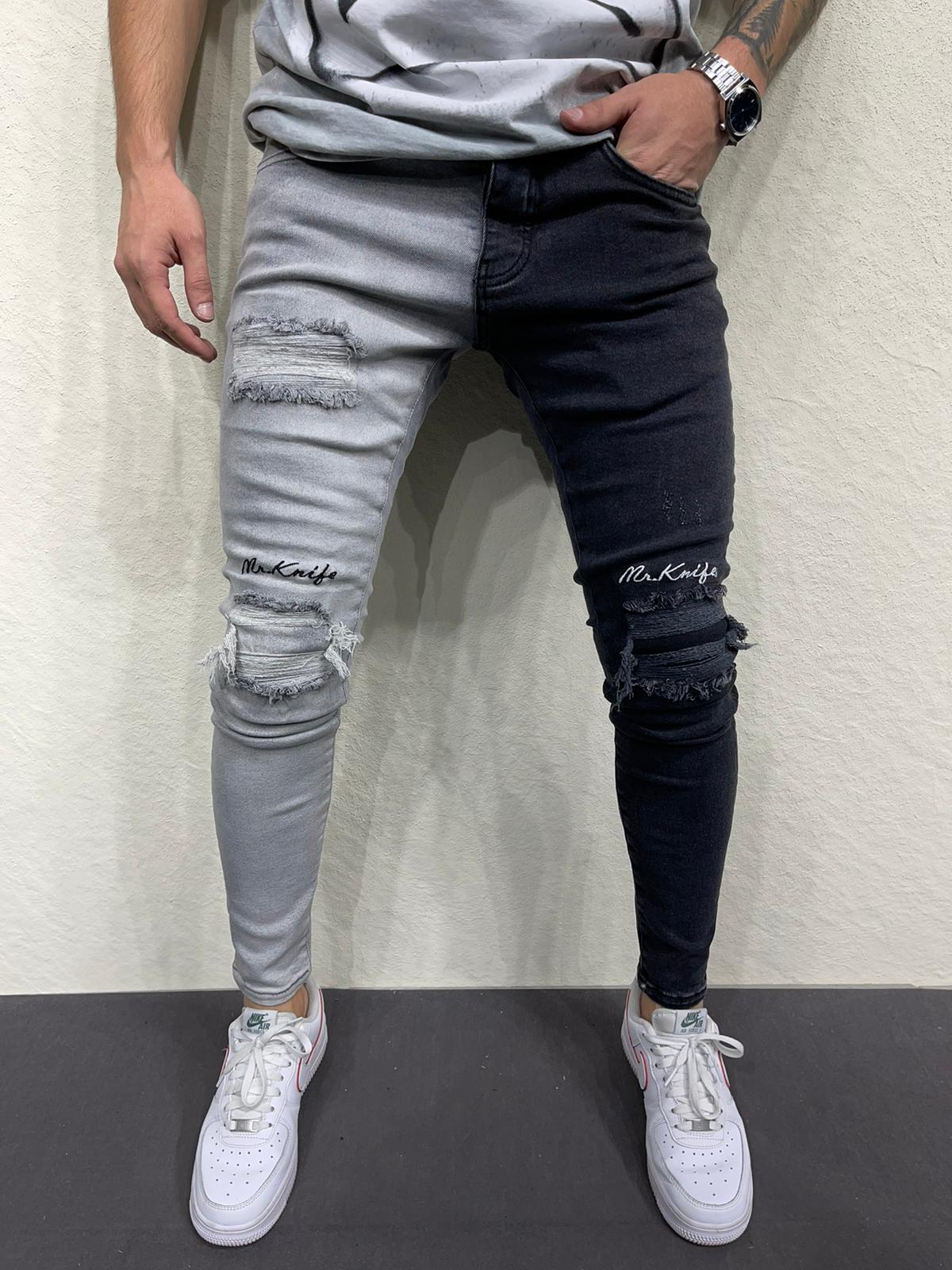 Mr Knife 2 Colors Jeans - Black Gray Y15