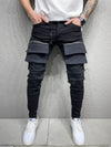 Pox Slim Cargo Ripped Jeans - Black  Y16