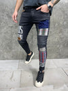 PARIS Patchwork Skinny Ripped Jeans - Black Y19