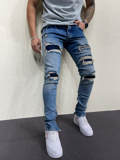 Jefe Slim Fit Ripped Jeans - Blue Y1