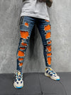 Orange Monster Skinny Ripped Jeans - Blue Y2