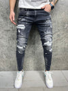 Gere Ankle Ripped Jeans + Chain - StoneWashed Black Y21