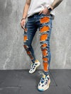 Orange Monster Skinny Ripped Jeans - Blue Y2