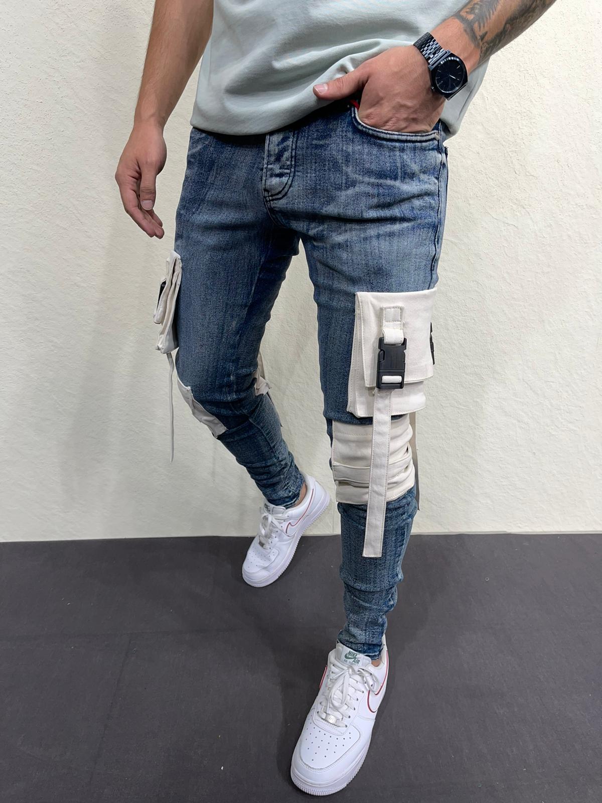 Traveler Cargo Skinny Jeans - Blue Y6