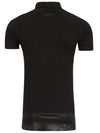 Y&R Men Golden Zipper Polo Shirt Faux Leather Bottom - Black
