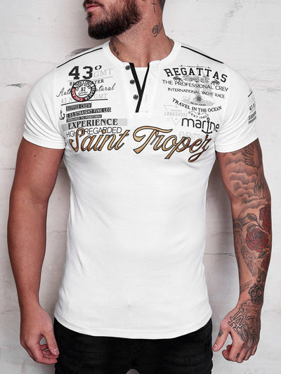 "Saint Tropez" Print Graphic T-Shirt - White X0043B
