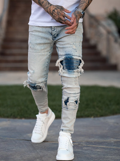 Blown Skinny Ripped Jeans - Washed Blue Y3