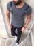 E1 Men Faux Leather Buckle Ribbed T-shirt - Heather Gray - FASH STOP