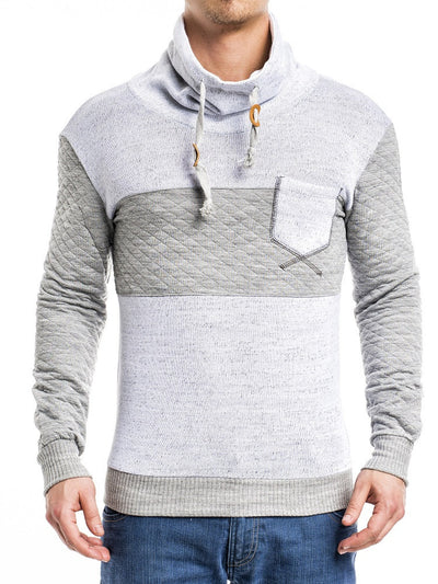 K&D Men Stylish Mock Turtle Neck Pocket Sweater - White - FASH STOP