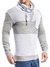 K&D Men Stylish Mock Turtle Neck Pocket Sweater - White - FASH STOP