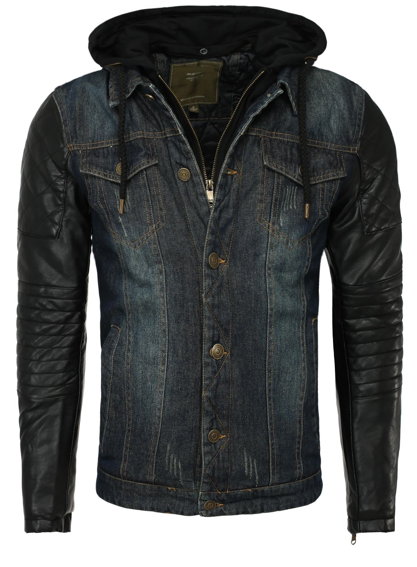 Stylish denim jacket for men, featuring a buttoned front, multiple pockets,  and a urban-style lapel collar. - BERN