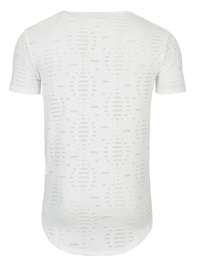 Y&R Mock Holes Perforated Poly T-Shirt - Off White