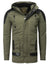 Y&R Men Stylish Mid Length Jacket Faux Leather Coat 2 - Army Green