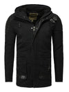 Y&R Men Stylish Mid Length Jacket Faux Leather Coat 2- Black